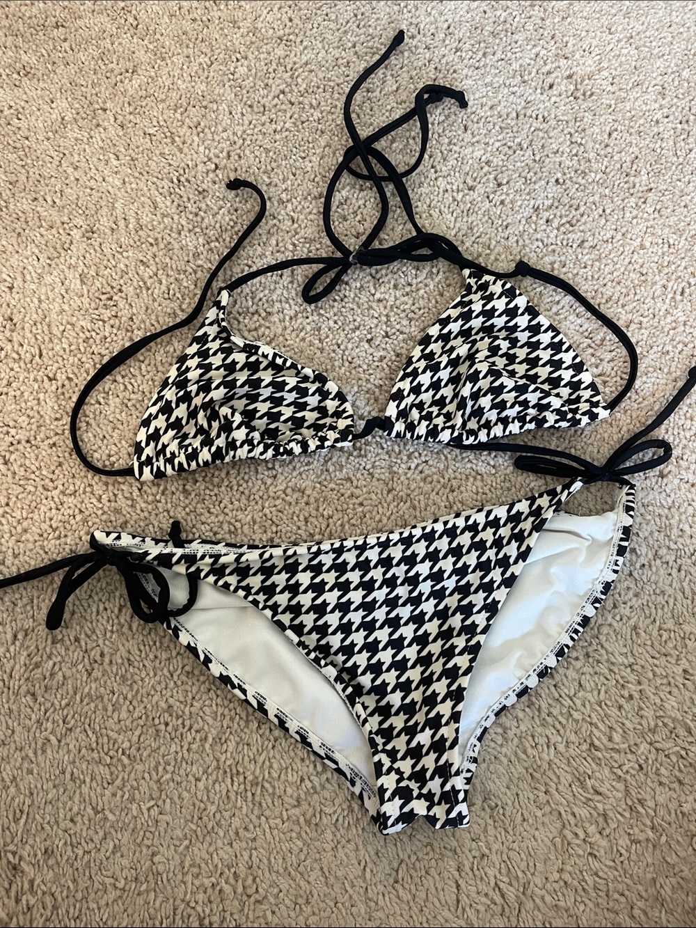 Black & White Houndstooth Triangle Bikini Set